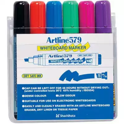 Picture of ARTLINE 579 WHITEBOARD MARKER CHISEL 5MM ASSORTED WALLET 6