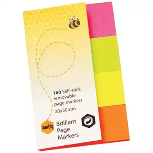 Picture of MARBIG NOTES BRILLIANT PAGE MARKERS 160 SHEET 20 X 50MM ASSORTED