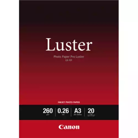 Picture of CANON LU-101 LUSTER PHOTO PAPER 260GSM A3 WHITE PACK 20