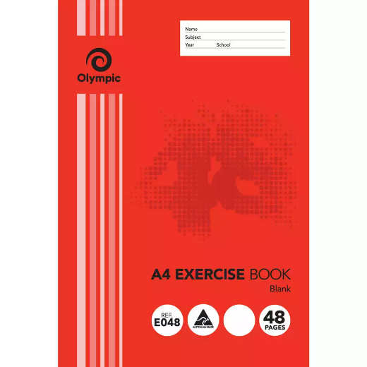 Picture of OLYMPIC E048 EXERCISE BOOK UNRULED 55GSM 48 PAGE A4