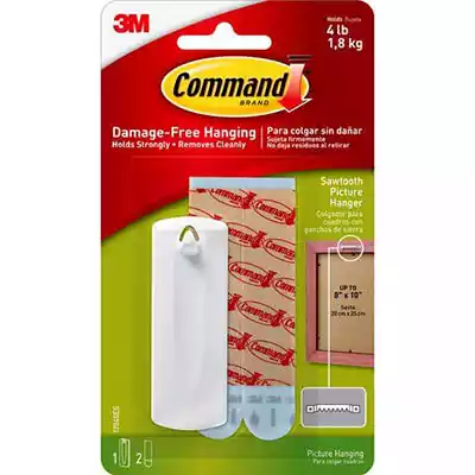 Picture of COMMAND ADHESIVE SAWTOOTH PICTURE HANGER WHITE PACK 1 HANGER AND 2 STRIPS