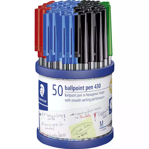 Picture of STAEDTLER 430 STICK BALLPOINT PEN MEDIUM ASSORTED CUP 50