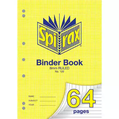 Picture of SPIRAX 120 BINDER BOOK 8MM RULED A4 64 PAGE