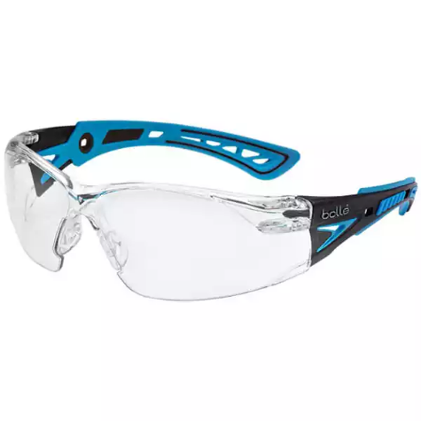 Picture of BOLLE SAFETY RUSH PLUS SMALL SAFETY GLASSES BLUE AND BLACK ARMS CLEAR LENS