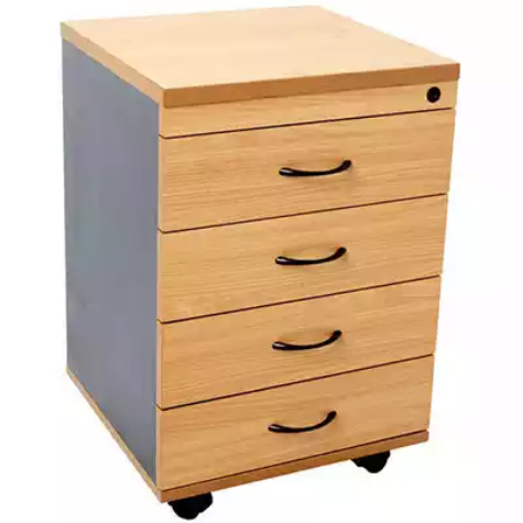 Picture of RAPID WORKER MOBILE PEDESTAL 4-DRAWER LOCKABLE 690 X 465 X 447MM BEECH/IRONSTONE