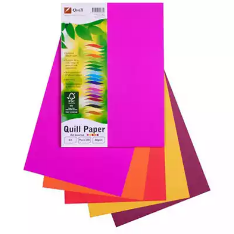 Picture of QUILL COLOURED A4 COPY PAPER 80GSM HOT ASSORTED PACK 100 SHEETS