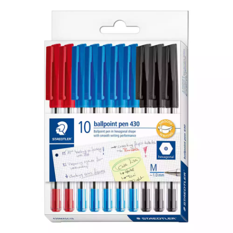 Picture of STAEDTLER 430 STICK BALLPOINT PEN MEDIUM ASSORTED PACK 10