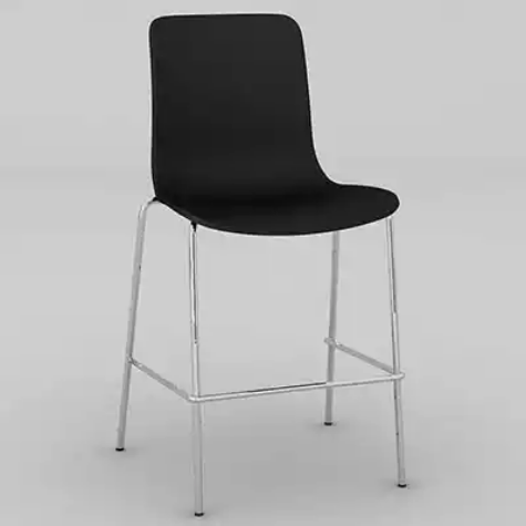 Picture of DAL ACTI CHAIR 4-LEG LOW BARSTOOL CHROME FRAME BLACK SHELL