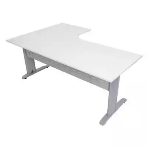 Picture of RAPID SPAN CORNER WORKSTATION WITH METAL MODESTY PANEL 1800 X 1200 X 700MM NATURAL WHITE/SILVER