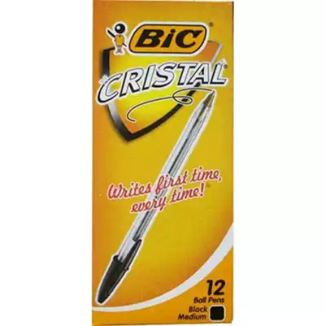 Picture of BIC CRISTAL BALLPOINT PENS MEDIUM BLACK BOX 12