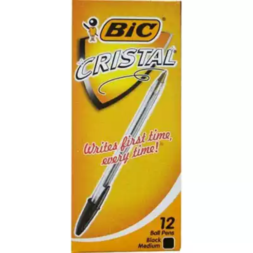 Picture of BIC CRISTAL BALLPOINT PENS MEDIUM BLACK BOX 12