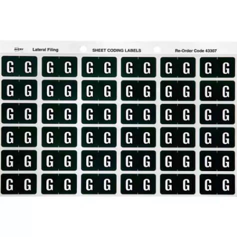 Picture of AVERY 43307 LATERAL FILE LABEL SIDE TAB COLOUR CODE G 25 X 38MM DARK GREEN PACK 180