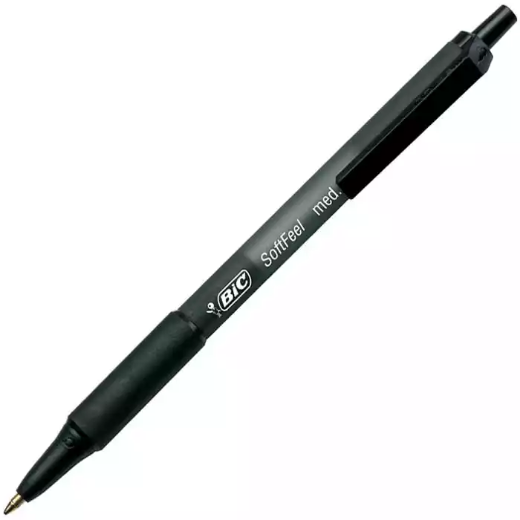 Picture of BIC SOFTFEEL RETRACTABLE BALLPOINT PEN 1.0MM BLACK BOX 12