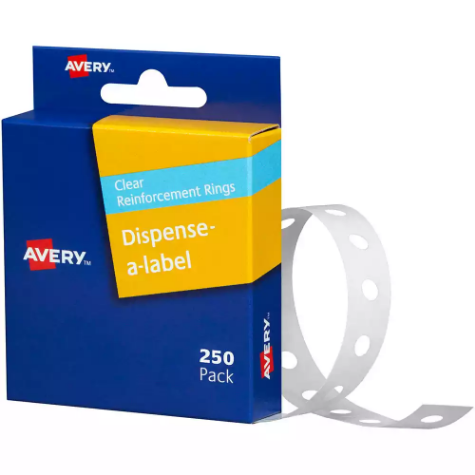 Picture of AVERY 934242 REINFORCEMENT RINGS VINYL CLEAR PACK 250