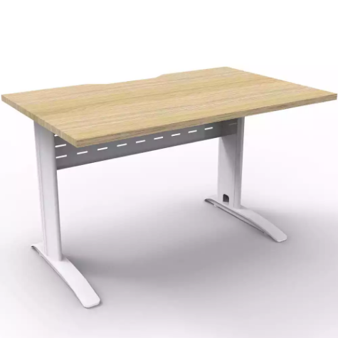 Picture of DELUXE RAPID SPAN STRAIGHT DESK WITH METAL MODESTY PANEL 1200 X 750 X 730MM WHITE/NATURAL OAK