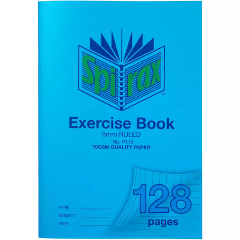 Picture of SPIRAX P110 EXERCISE BOOK 8MM RULED 70GSM 128 PAGE A4 BLUE