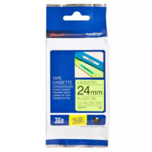 Picture of BROTHER TZE-C51 LAMINATED LABELLING TAPE 24MM BLACK ON FLURO YELLOW