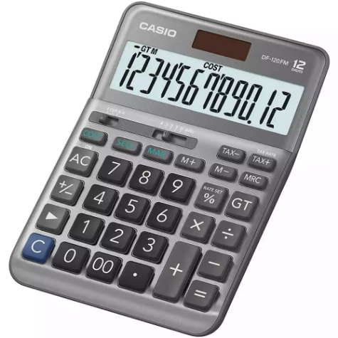 Picture of CASIO DF-120FM DESKTOP TAX CALCULATOR 12 DIGIT GREY