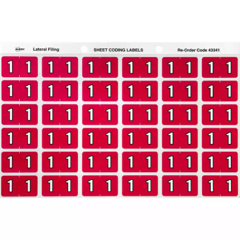 Picture of AVERY 43341 LATERAL FILE LABEL SIDE TAB YEAR CODE 1 25 X 38MM MAGENTA PACK 180