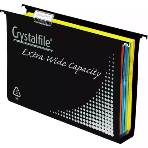 Picture of CRYSTALFILE EXTRA WIDE SUSPENSION FILES 50MM PP FOOLSCAP BLACK BOX 10