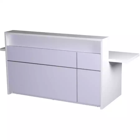 Picture of RAPIDLINE 5-O RECEPTION COUNTER 2400 X 848 X 1100MM GLOSS WHITE/CHROME