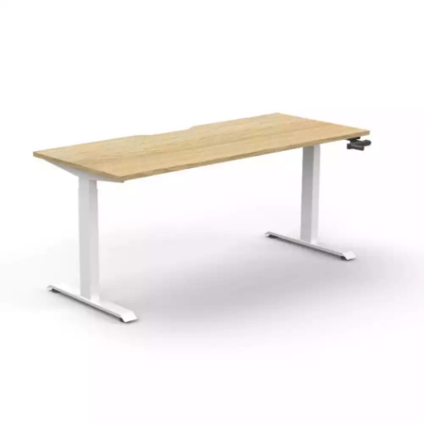 Picture of RAPIDLINE BOOST CRANK SINGLE SIDED WORKSTATION 1500 X 750 X 705MM NATURAL OAK TOP AND WHITE SATIN FRAME