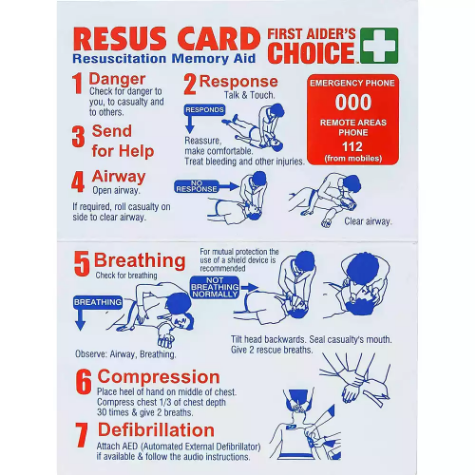 Picture of FIRST AIDERS CHOICE CPR RESUSCITATION POCKET CARD