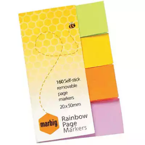 Picture of MARBIG NOTES RAINBOW PAGE MARKERS 160 SHEET 20 X 50MM ASSORTED