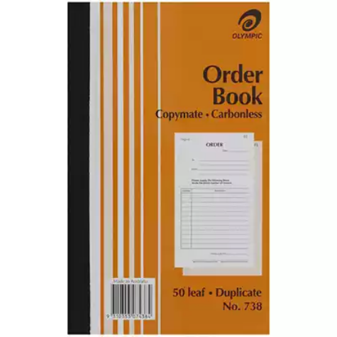 Picture of OLYMPIC 738 ORDER BOOK CARBONLESS DUPLICATE 50 LEAF 200 X 125MM