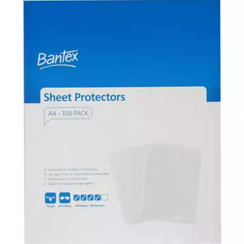 Picture of BANTEX TOUGH SHEET PROTECTORS 90 MICRON A4 CLEAR BOX 100