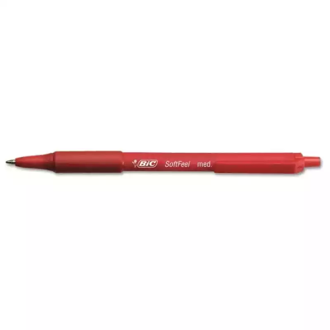 Picture of BIC SOFTFEEL RETRACTABLE BALLPOINT PEN 1.0MM RED BOX 12