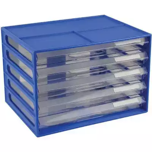 Picture of ITALPLAST DOCUMENT CABINET 5 DRAWER 255 X 330 X 230MM A4 BLUEBERRY