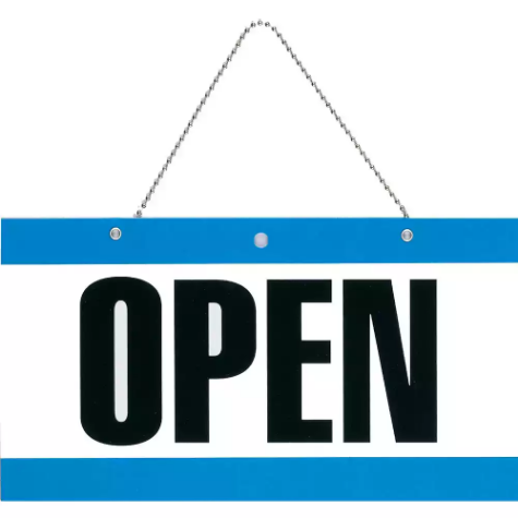 Picture of HEADLINE SIGN OPEN/CLOSED WITH CHAIN 275 X 150MM BLUE/BLACK/WHITE