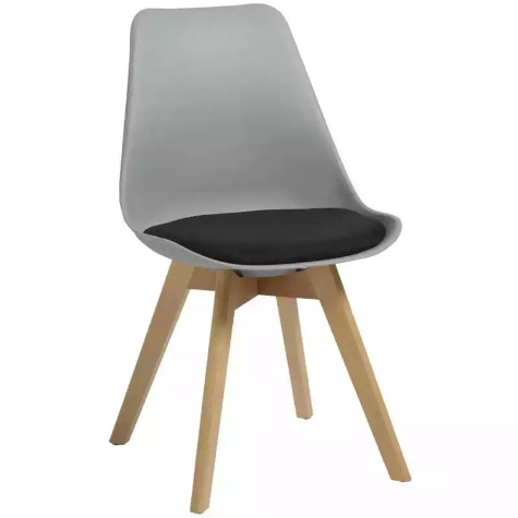 Picture of RAPIDLINE VIRGO BREAK OUT CHAIR OAK COLOURED TIMBER LEG WITH POLYPROPYLENE SHELL SEAT GREY/BLACK