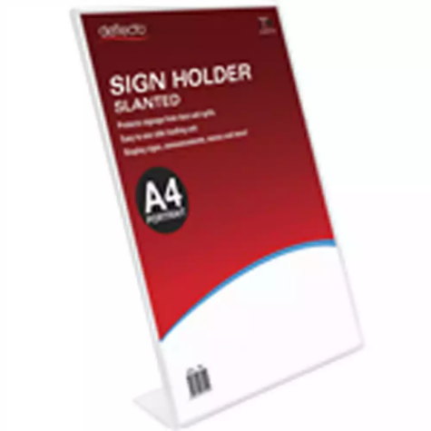 Picture of DEFLECTO SIGN HOLDER SLANTED PORTRAIT A4 CLEAR