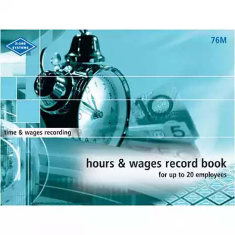 Picture of ZIONS 76M HOURS AND WAGES RECORD BOOK MEDIUM UP TO 20 EMPLOYEES 215 X 285MM