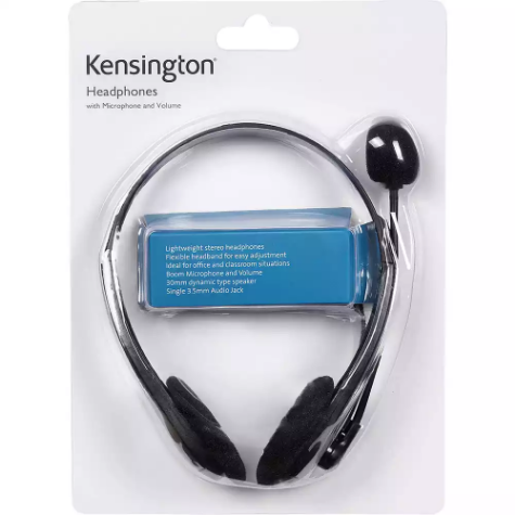 Picture of KENSINGTON LIGHT WEIGHT HEADPHONES WITH MICROPHONE BLACK