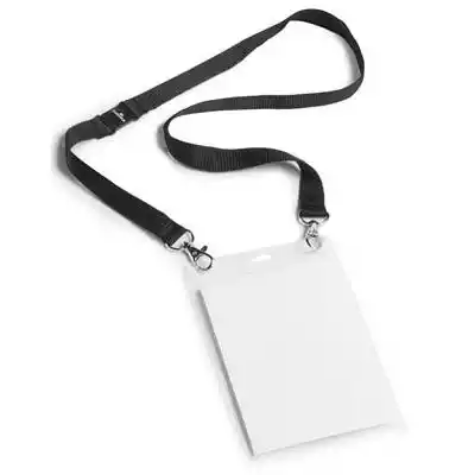 Picture of DURABLE NAME/PASS HOLDER WITH TEXTILE LANYARD DUO A6 BLACK PACK 10