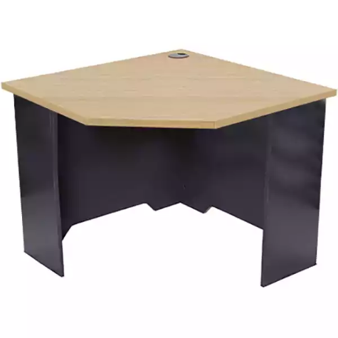 Picture of RAPID WORKER CORNER WORKSTATION UNIT 900 X 900 X 600MM OAK/IRONSTONE