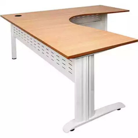 Picture of RAPID SPAN CORNER WORKSTATION WITH METAL MODESTY PANEL 1800 X 1500 X 700MM BEECH/WHITE