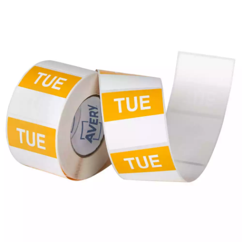 Picture of AVERY 937337 REMOVABLE DAY LABEL TUESDAY 40 X 40MM YELLOW/WHITE BOX 500
