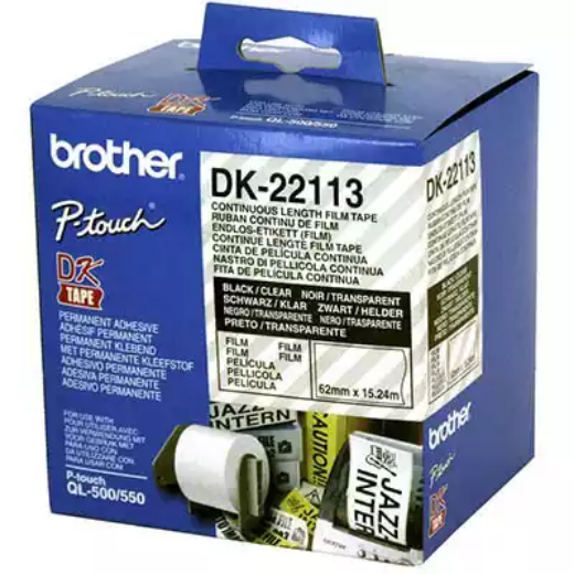 Picture of BROTHER DK-22113 CONTINUOUS FILM LABEL ROLL 62MM X 15.24M CLEAR