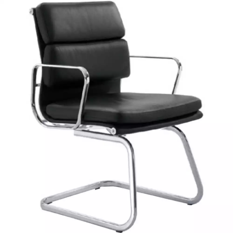 Picture of MANTA VISITOR CHAIR CANTILEVER BASE MEDIUM BACK ARMS LEATHER BLACK