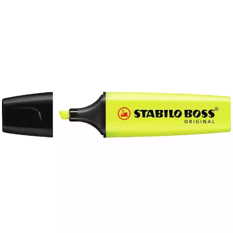 Picture of STABILO BOSS HIGHLIGHTER CHISEL YELLOW