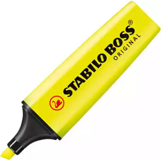 Picture of STABILO BOSS HIGHLIGHTER CHISEL YELLOW