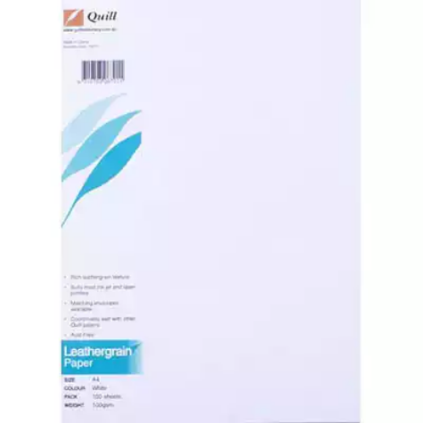 Picture of QUILL LEATHERGRAIN PAPER 100GSM A4 WHITE PACK 100