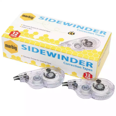 Picture of MARBIG SIDEWINDER CORRECTION TAPE 5MM X 8M PACK 12