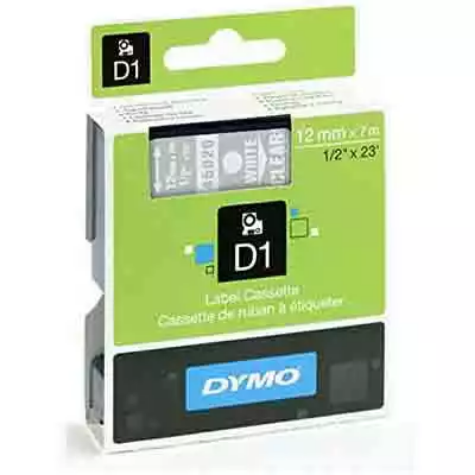 Picture of DYMO 45020 D1 LABELLING TAPE 12MM X 7M WHITE ON CLEAR