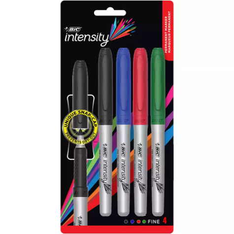 Picture of BIC INTENSITY PERMANENT MARKER BULLET FINE ASSORTED PACK 4