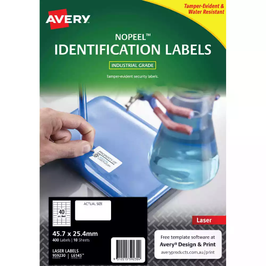 Picture of AVERY 959230 L6145 NO PEEL LABELS 40UP 45.7 X 25.4MM WHITE PACK 10